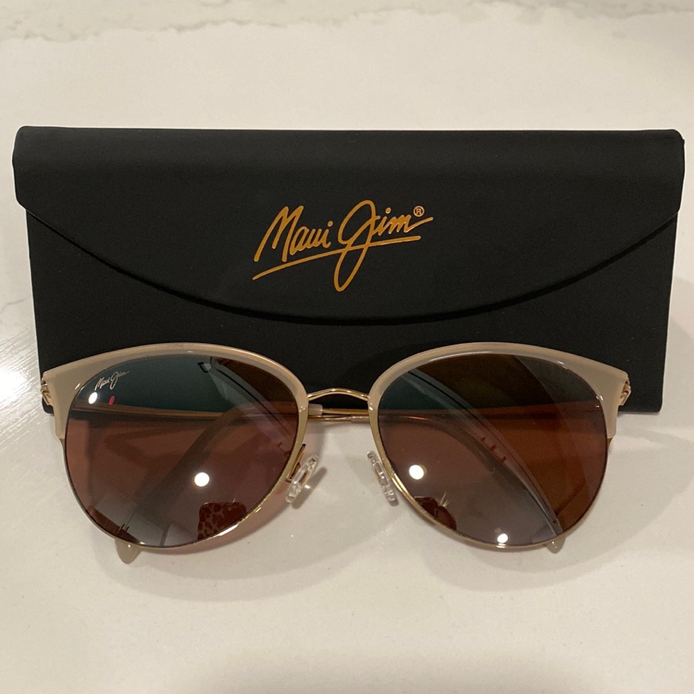 Womens Maui Jim OLILI sunglasses.  Frames milky almond, lenses are Maui rose.
